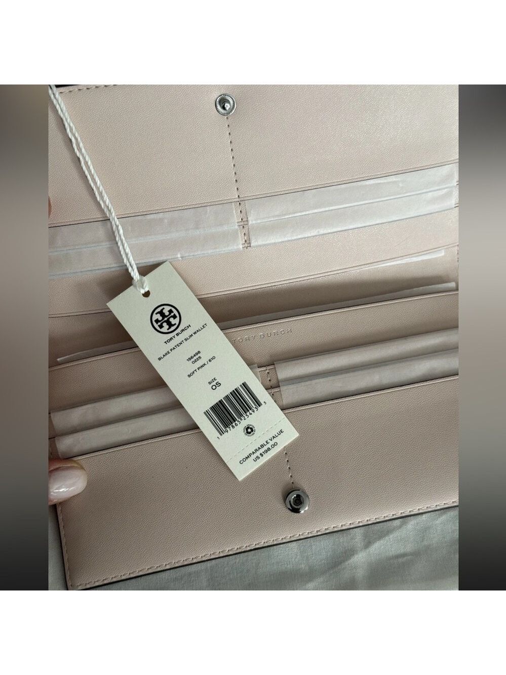 New Tory Burch bake flat Leather Wallet in soft pink - Picture 3 of 5